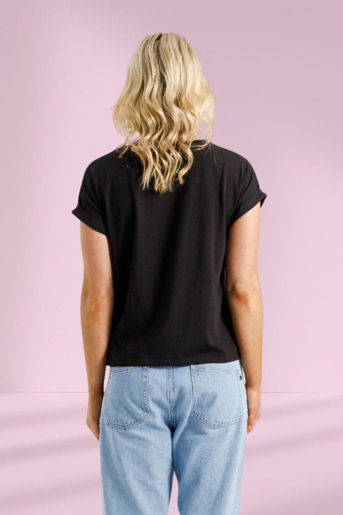 PRE-ORDER Homelee Jackie Tee Black With Blossom Berry X From BoxHill