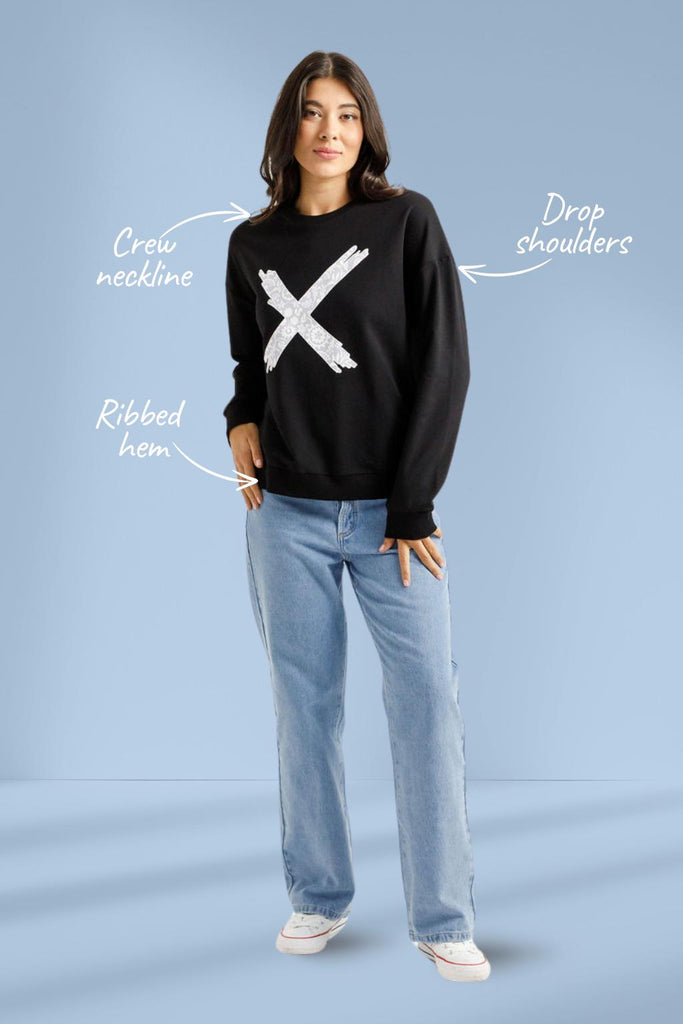 PRE-ORDER Homelee Kayla Crew Black with Lilac Damask X From BoxHill