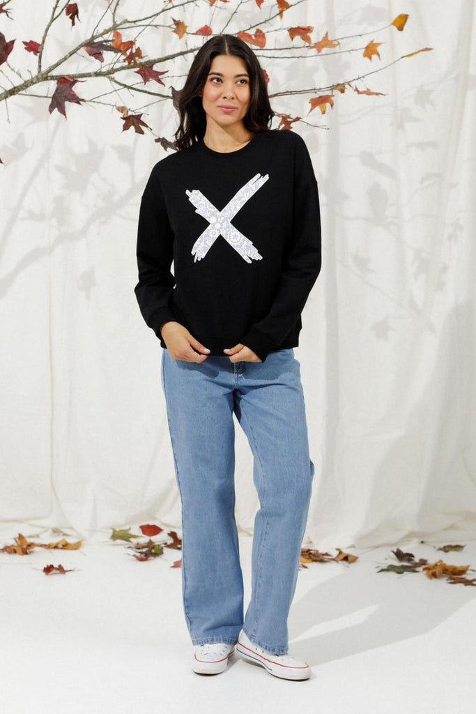 PRE-ORDER Homelee Kayla Crew Black with Lilac Damask X From BoxHill