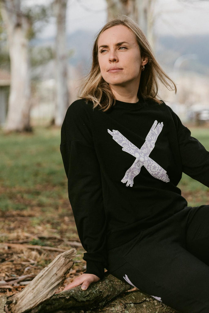 PRE-ORDER Homelee Kayla Crew Black with Lilac Damask X From BoxHill