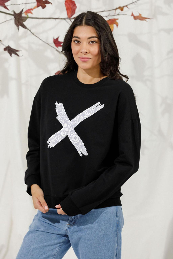 PRE-ORDER Homelee Kayla Crew Black with Lilac Damask X From BoxHill