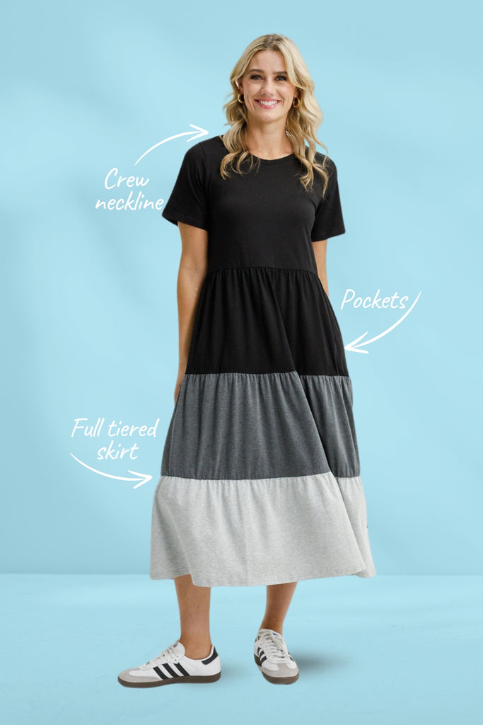 Homelee Kendall Dress Black Charcoal Grey From BoxHill