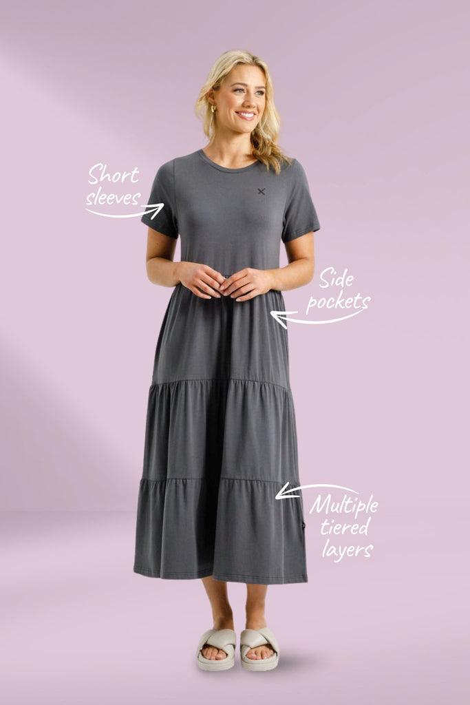 PRE-ORDER Homelee Kendall Dress Graphite From BoxHill