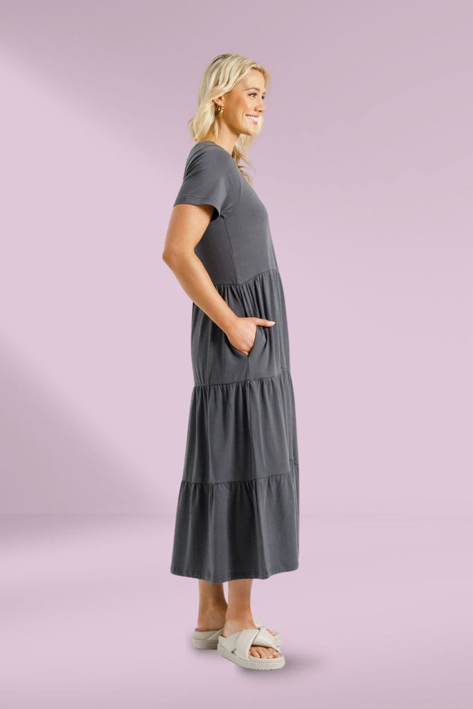 PRE-ORDER Homelee Kendall Dress Graphite From BoxHill