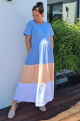 Homelee Kendall Dress Powder Blue Peach White From BoxHill