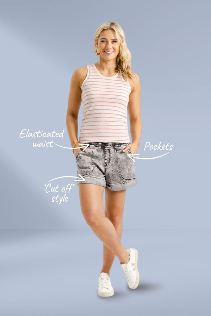 Homelee Lagoon Shorts Grey Wash From BoxHill