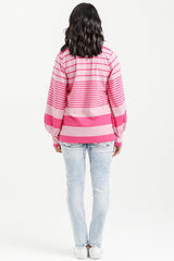 Homelee Laylah Long Sleeve Tee Irregular Stripe Pink From BoxHill