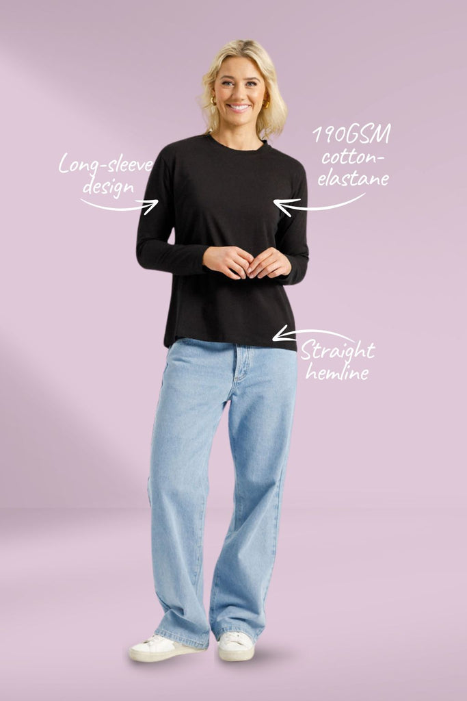 Homelee Long Sleeve Chris Tee Black From BoxHill