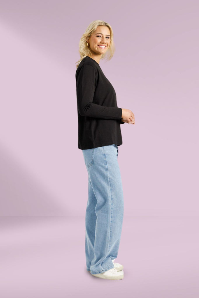 Homelee Long Sleeve Chris Tee Black From BoxHill