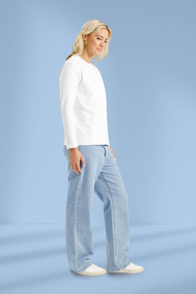 Homelee Long Sleeve Chris Tee White From BoxHill