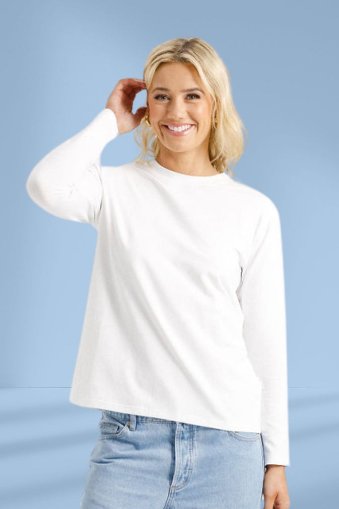 Homelee Long Sleeve Chris Tee White From BoxHill