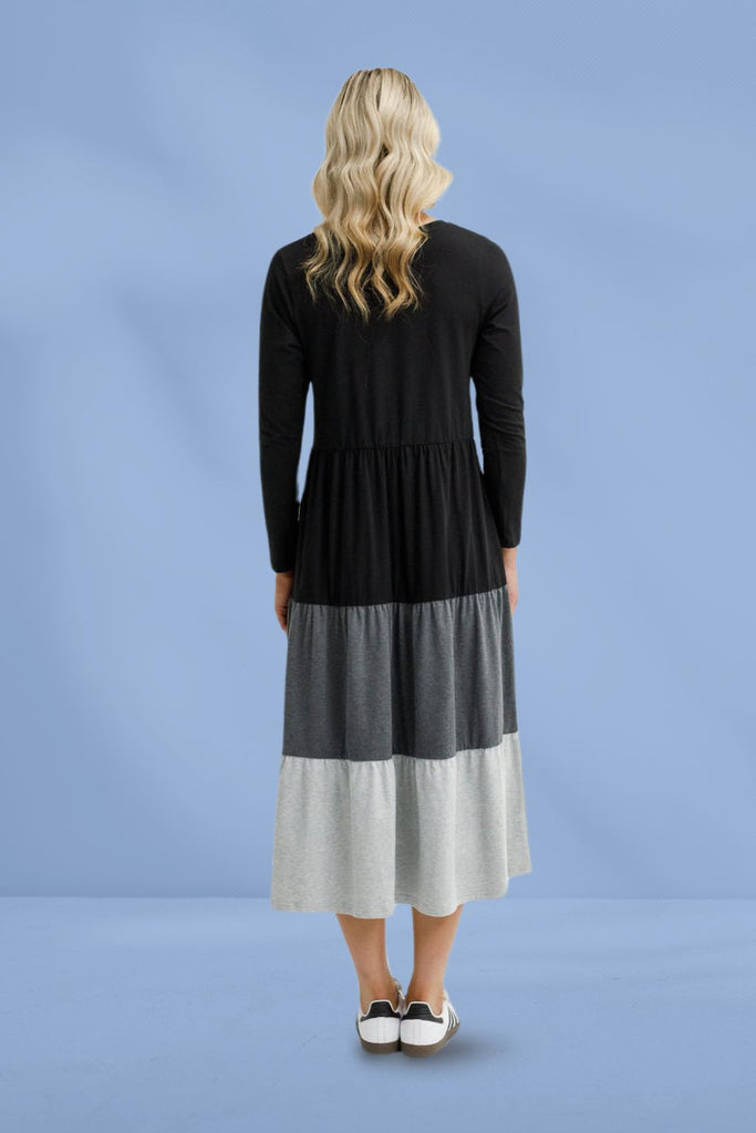 Homelee Long Sleeve Kendall Dress Black Charcoal Grey From BoxHill