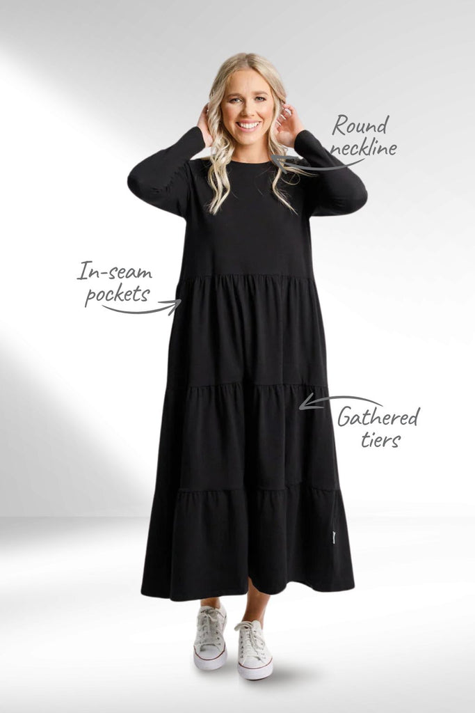 Homelee Long Sleeve Kendall Dress Black From BoxHill