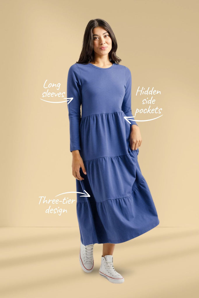 PRE-ORDER Homelee Long Sleeve Kendall Dress Hyacinth From BoxHill