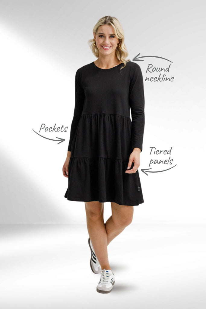 Homelee Long Sleeve Kylie Dress Black From BoxHill