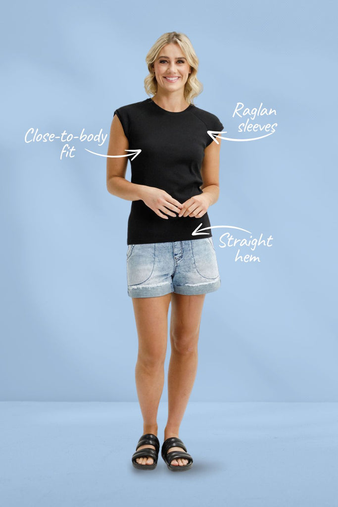 Homelee Ribbed Raglan Tee Black From BoxHill