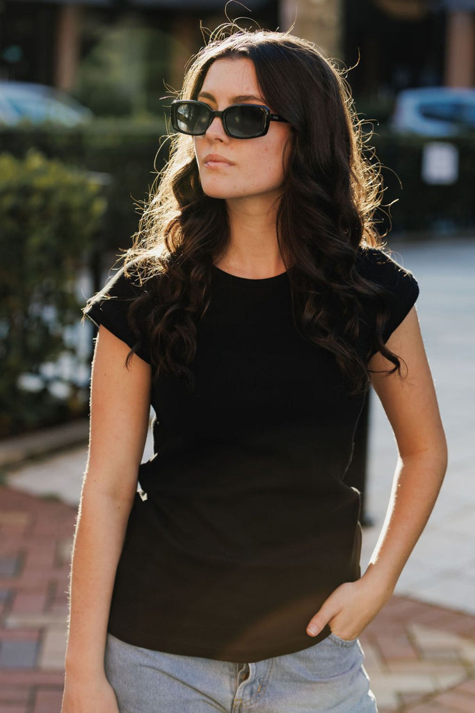 Homelee Ribbed Raglan Tee Black From BoxHill