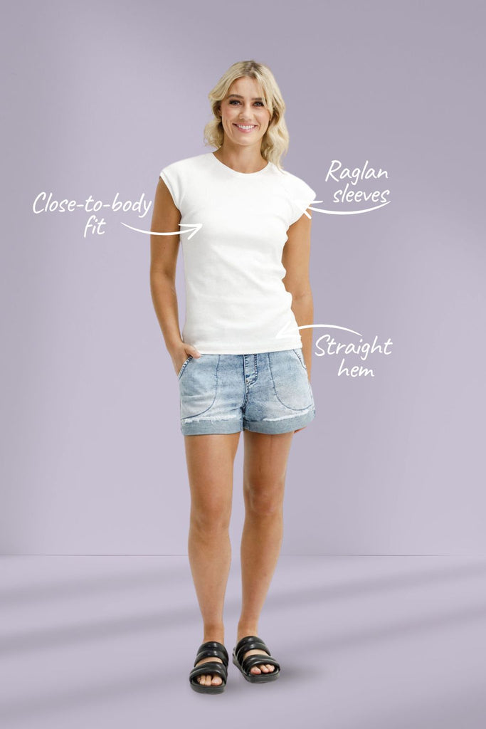 Homelee Ribbed Raglan Tee Vanilla From BoxHill