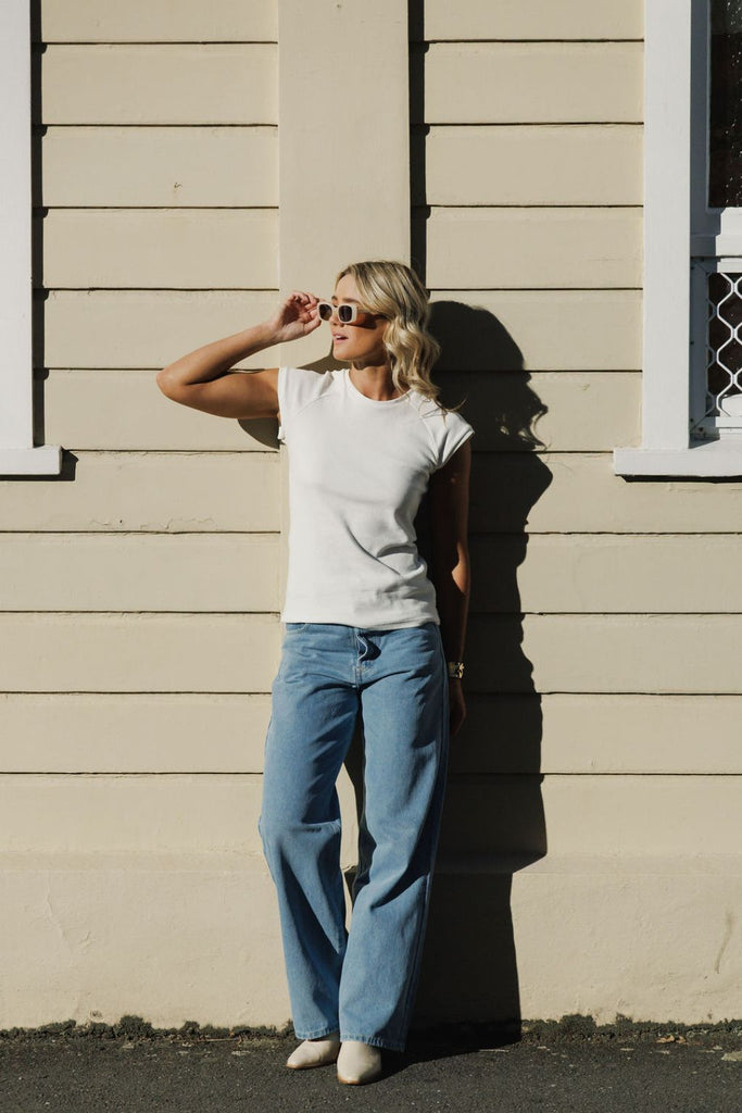 Homelee Ribbed Raglan Tee Vanilla From BoxHill