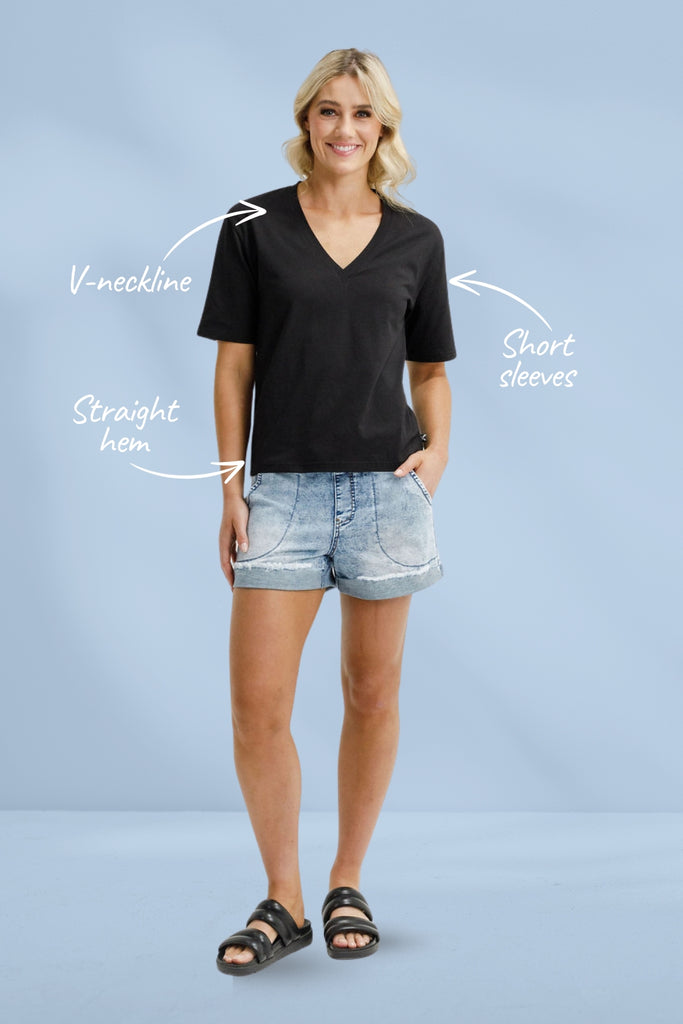 Homelee V Neck Tee Black From BoxHill