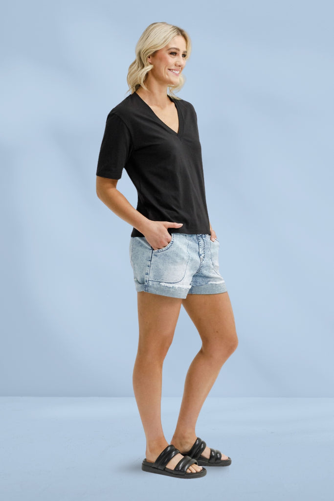 Homelee V Neck Tee Black From BoxHill