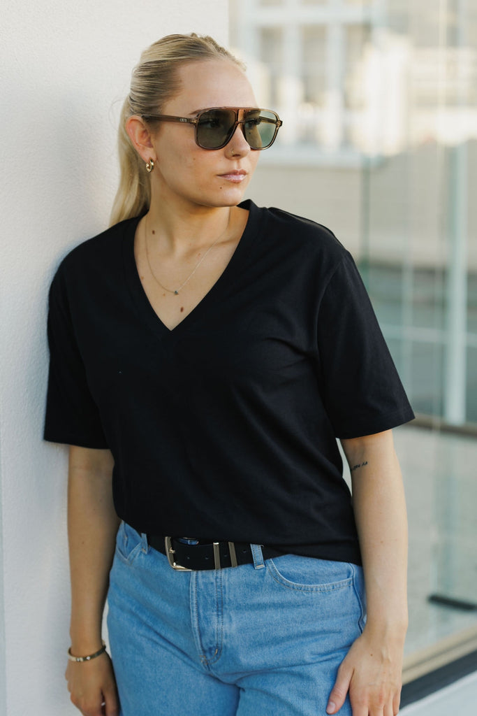 Homelee V Neck Tee Black From BoxHill