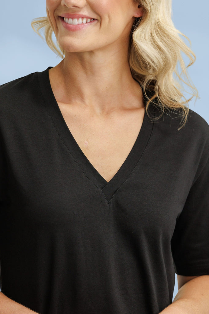 Homelee V Neck Tee Black From BoxHill