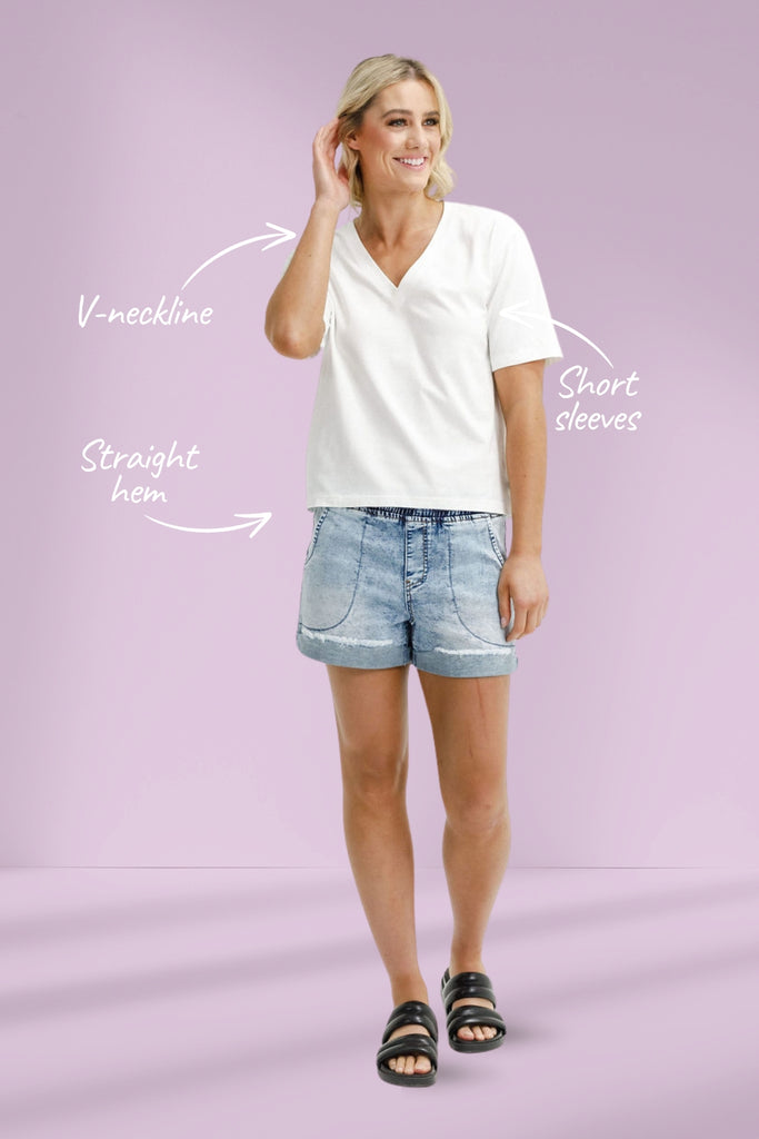 Homelee V Neck Tee Vanilla From BoxHill