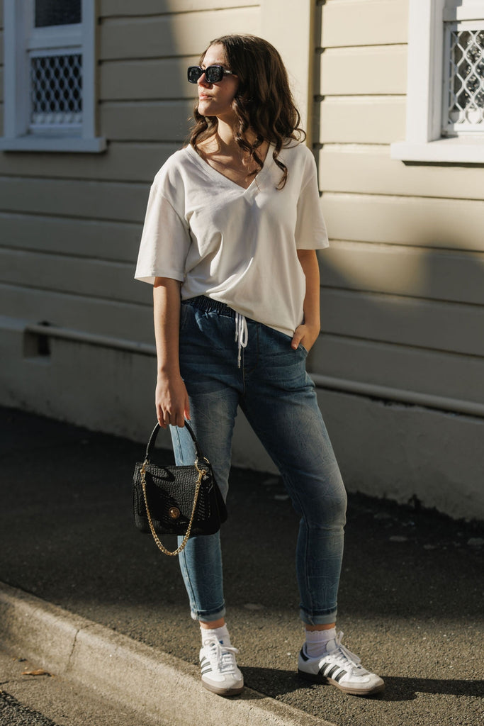 Homelee V Neck Tee Vanilla From BoxHill