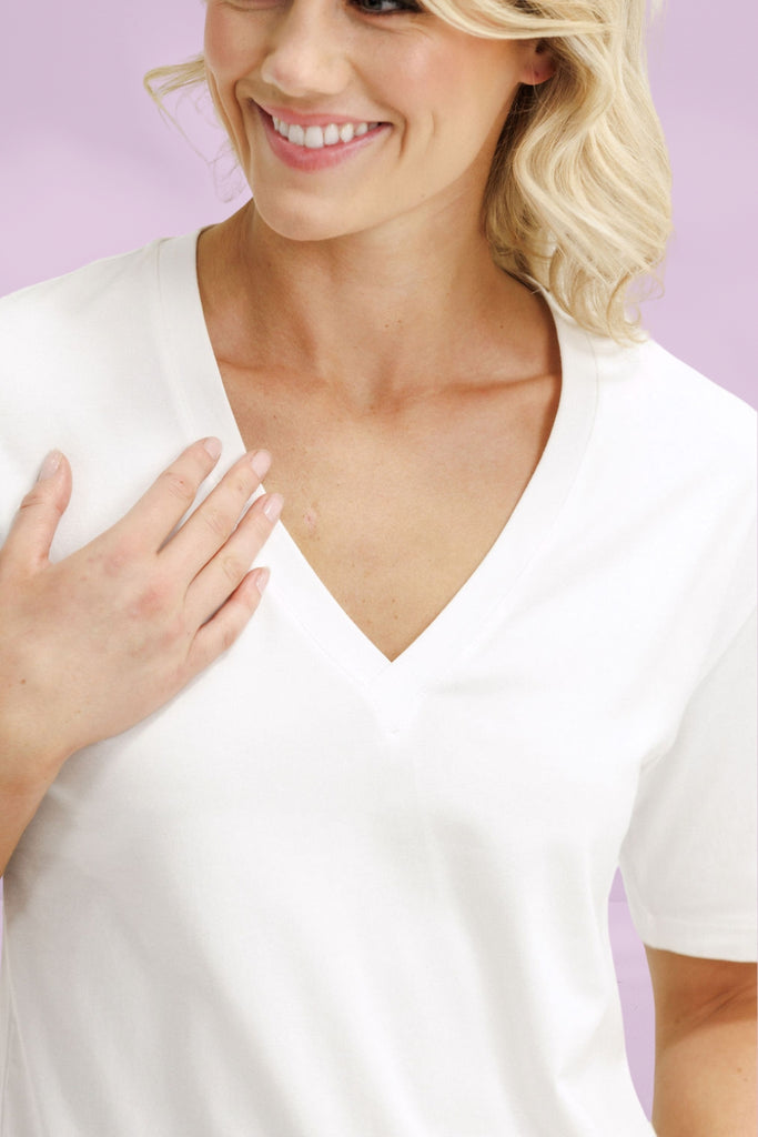 Homelee V Neck Tee Vanilla From BoxHill