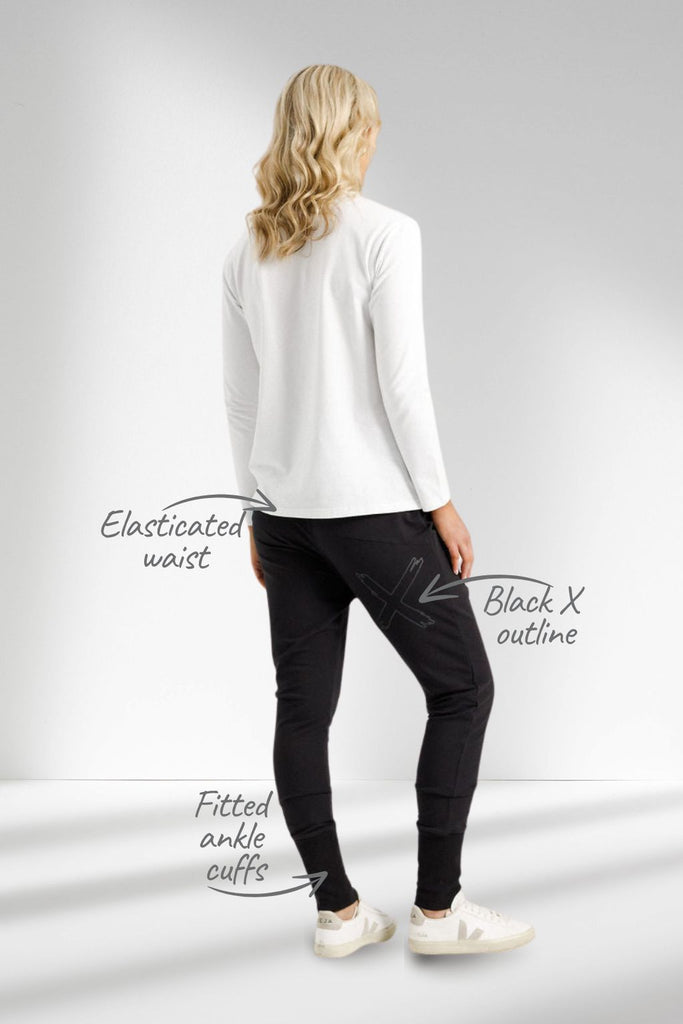 PRE-ORDER Homelee Winter Apartment Pants Black with Black X Outline From BoxHill