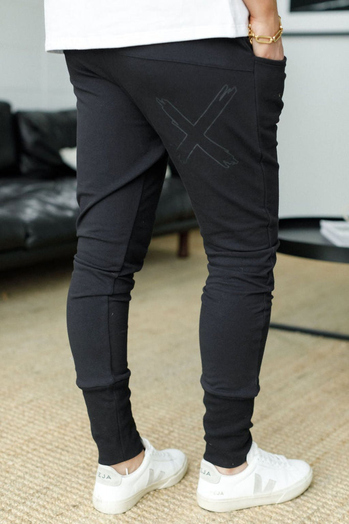 PRE-ORDER Homelee Winter Apartment Pants Black with Black X Outline From BoxHill
