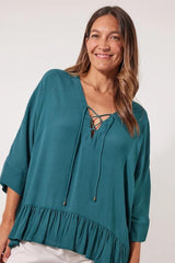 Isle of Mine Botanical V Relax Top Teal One Size Teal From BoxHill