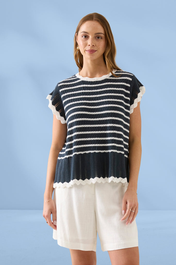 Isle of Mine Ida Knit Top Navy From BoxHill