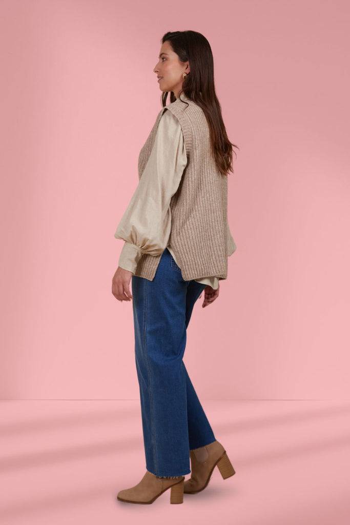Isle of Mine Miru Knit Vest Taupe From BoxHill