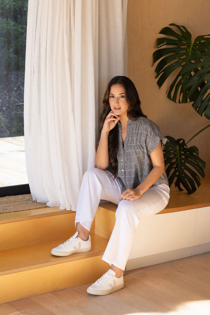 Knewe Addison Top Black Check From BoxHill