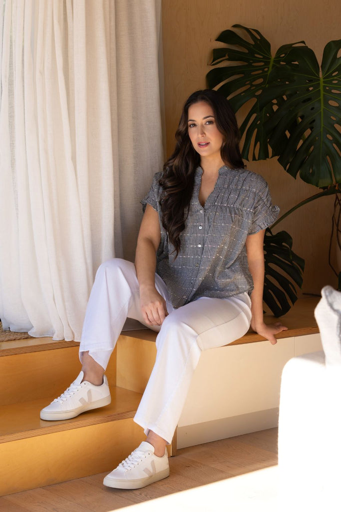 Knewe Addison Top Black Check From BoxHill