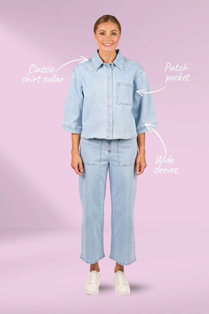 Knewe Coupe Shacket Light Wash From BoxHill