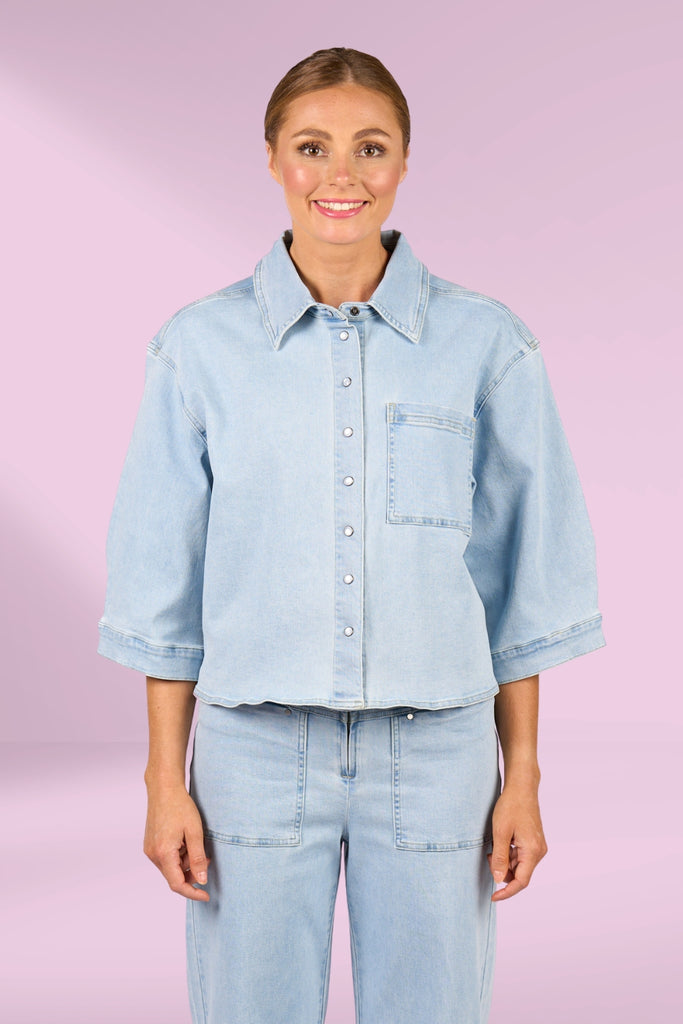 Knewe Coupe Shacket Light Wash From BoxHill