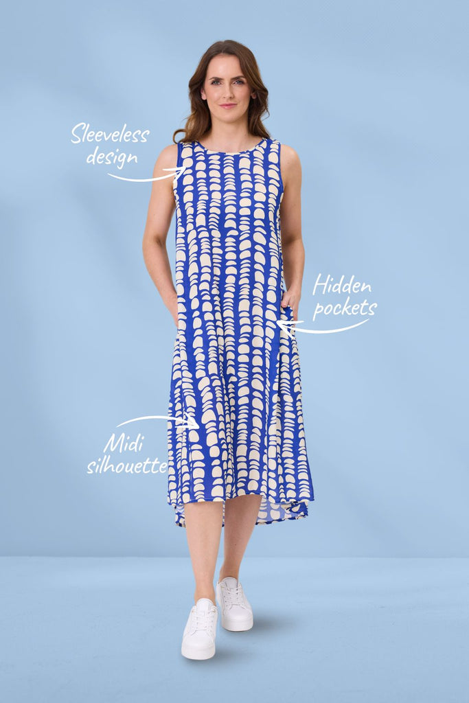 PRE-ORDER Lemon Tree Ana Dress Cobalt Print From BoxHill