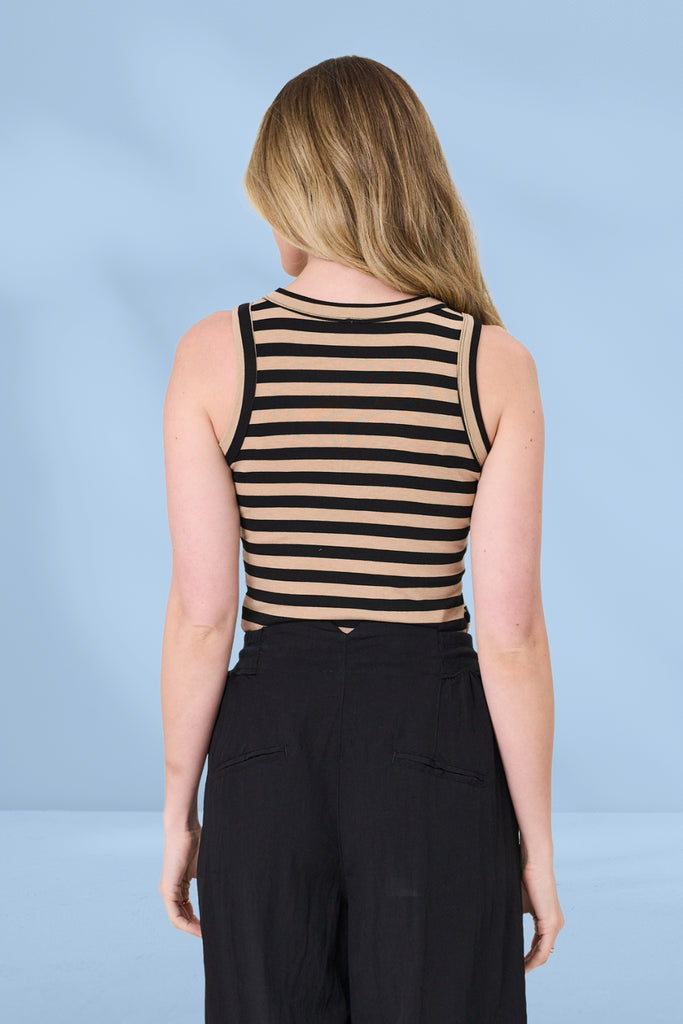 PRE-ORDER Lemon Tree Eva Stripe Tank Mocha Black From BoxHill