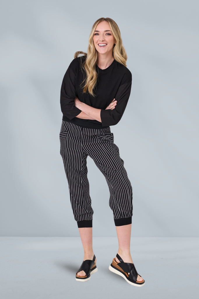 PRE-ORDER Lemon Tree Harem Pants Black White Stripe From BoxHill