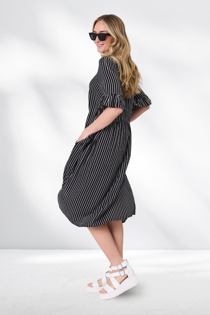 PRE-ORDER Lemon Tree Madonna Dress Black White Stripe From BoxHill