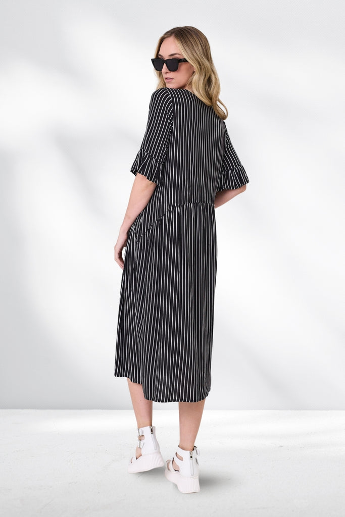 PRE-ORDER Lemon Tree Madonna Dress Black White Stripe From BoxHill