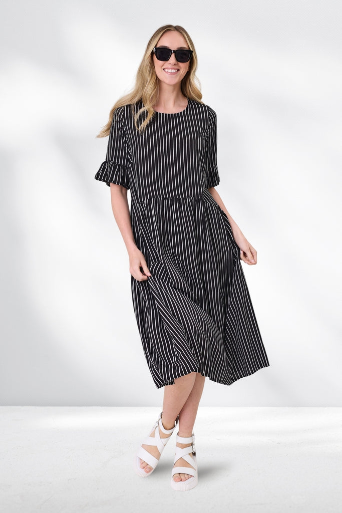 PRE-ORDER Lemon Tree Madonna Dress Black White Stripe From BoxHill