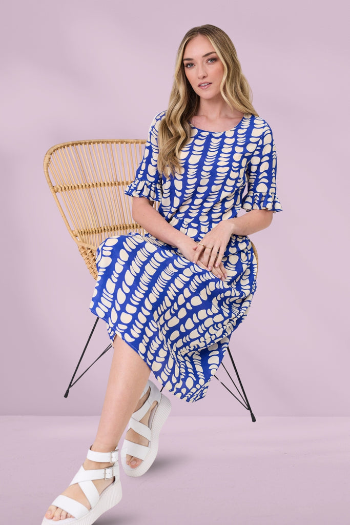 PRE-ORDER Lemon Tree Madonna Dress Cobalt Print From BoxHill