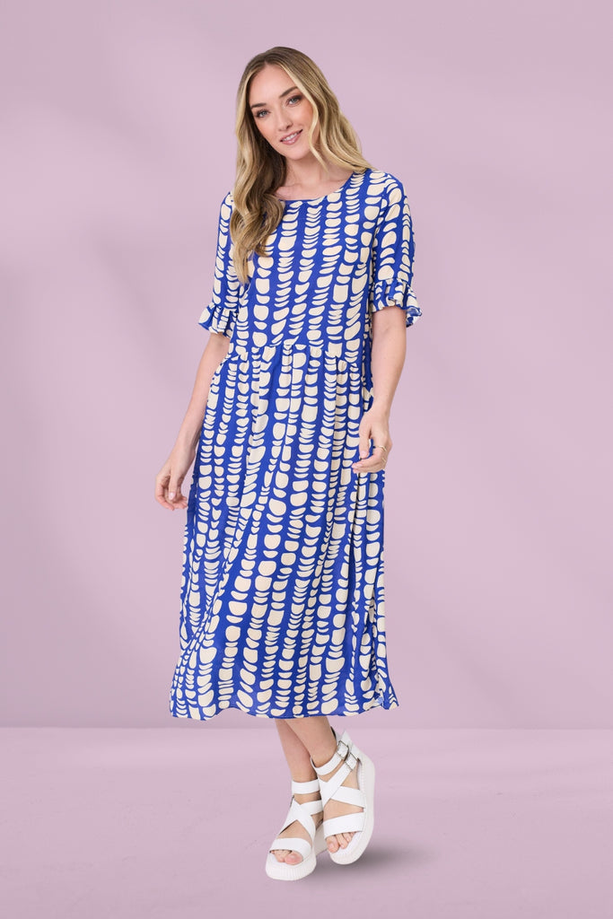 PRE-ORDER Lemon Tree Madonna Dress Cobalt Print From BoxHill