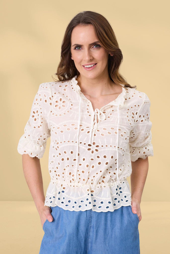 PRE-ORDER Lemon Tree Milana Lace Top Cream From BoxHill