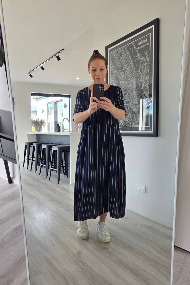 Lemon Tree Monroe Dress Navy Stripe From BoxHill