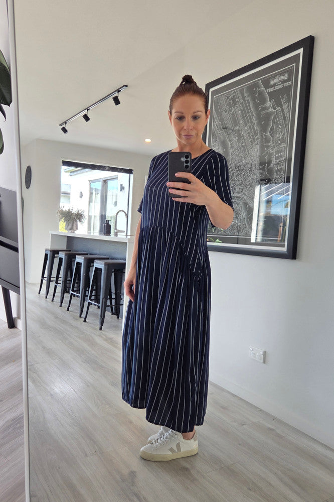 Lemon Tree Monroe Dress Navy Stripe From BoxHill